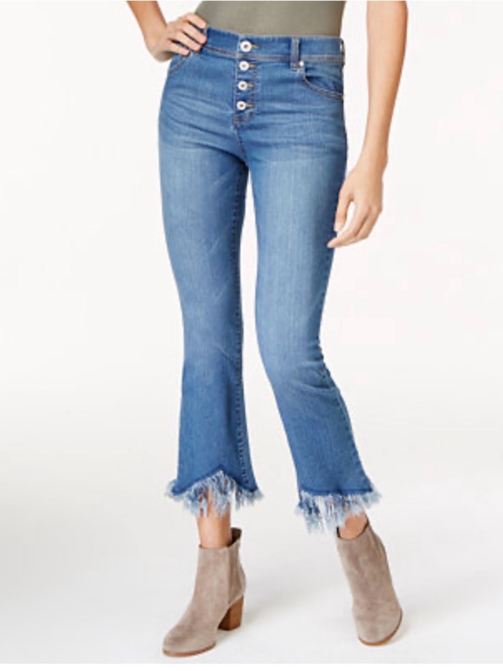 Inc Intetnational Cropped fringe- trim Women's Jeans - Blue size 6